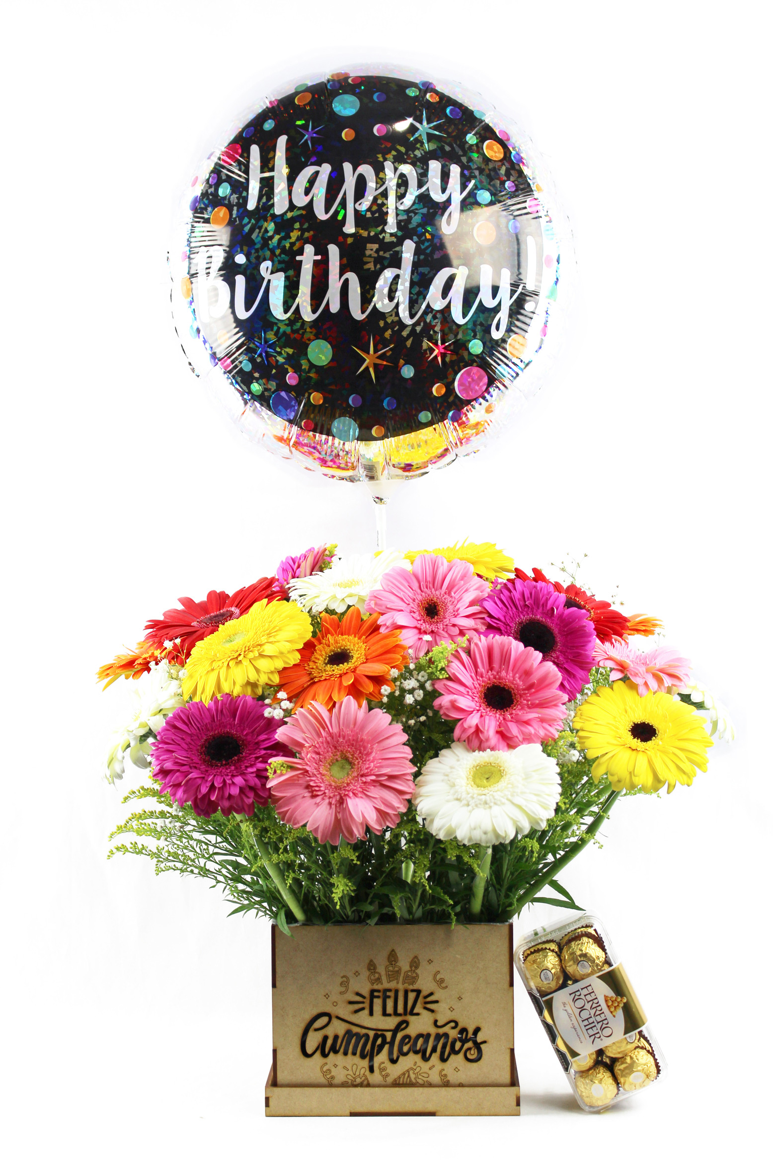 PAQUETE GERBERA & CHOCOLATE FELIZ CUMPLEAÑOS